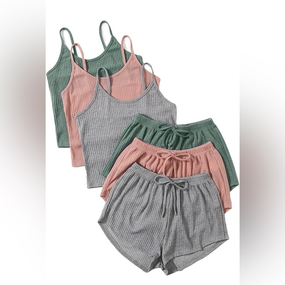 Other - PINK ONLY Cropped Cami and Tie short pajamas/loungewear set.